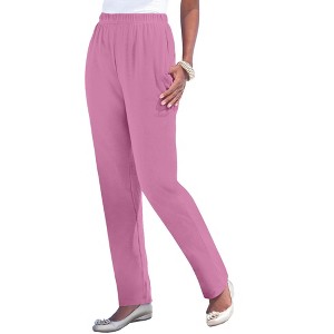 Roaman's Women's Plus Size Petite Straight Leg Soft Knit Pant - 1 of 4