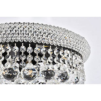 Primo 16-Inch Black and Crystal Flush Mount LED Light