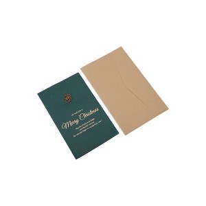 Unique Bargains Christmas Greeting Card Blackish Green 6.8"x4.1" 1 Set - 1 of 4