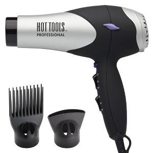 Hot Tools Pro Artist Turbo Styling Hair Dryer | Lightweight and Quiet, Silver/Black - Lite 'N Quiet Turbo Styling Dryer - 1 of 4