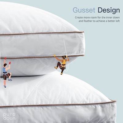 Hypoallergenic White Goose Feather and Down Pillows Set of 2