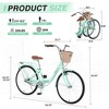 CAVINAS 26 Inch Single Speed Folding Lady Bike with Durable Steel Frame,Cruiser Bicycle with Adjustable Leather Saddle and Grips,Green - 4 of 4
