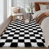 Modern Checkered Runner Rug, Ultra-Soft High Pile Non-Slip Shaggy Carpet for Hallway Bedroom Entryway - 3 of 4