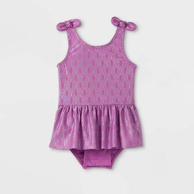 Toddler Girls' One Piece Swimsuit with Skirt - Cat & Jack™ Lavender 12M