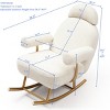 30" Nursery Rocking Chair with Adjustable Headrest and Gold Metal Base,Comfy Upholstered Armchair for Living Room,Bedroom-Baofuwish - 3 of 4