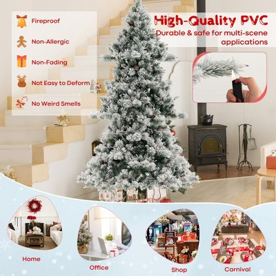 7-Foot Snow Flocked Christmas Tree with Warm LED Lights