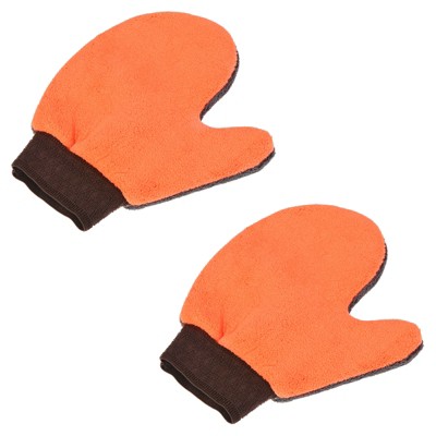 Unique Bargains Microfiber Soft Chenille Wash Mitten Double Sided