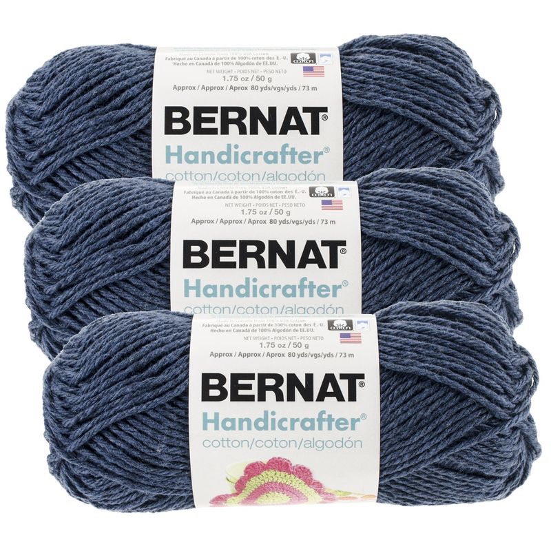 (Pack of 3) Bernat Handicrafter Cotton Yarn - Solids-Indigo, 1 of 3
