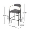 Kumasinova Set of 2 Counter Height Bar Stools, Sturdy Iron Frame Counter Stools, Minimalist Counter Height Stools with Back, Fabric Bar Stools - 3 of 4