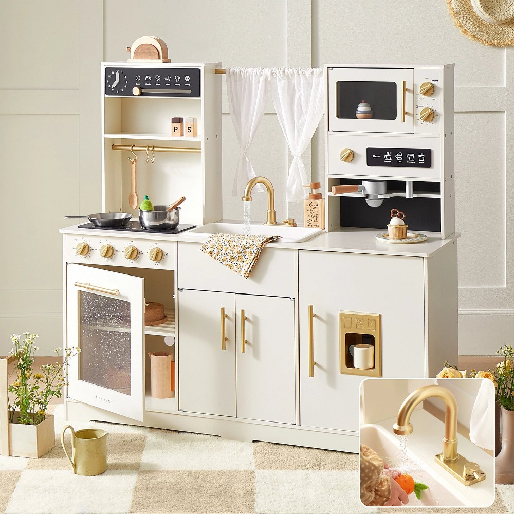 Tiny Land Aqua Wooden Play Kitchen Set with Running Water in Cream for Toddlers in Multicolor at Nordstrom