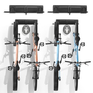 VEVOR Bike Storage Rack, 2 Bike Racks, Wall Mount Bike Storage Hanger, Home and Garage Organizer, Customizable for Various Bike Sizes - 1 of 4