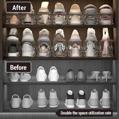 Shoe Slots Organizer, 6 Pack Shoe Stackers for a Pair of Shoes 3 Levels Adjustable Thickening Double Layer Shoe Holders Shoe Organizer Shoe Holder