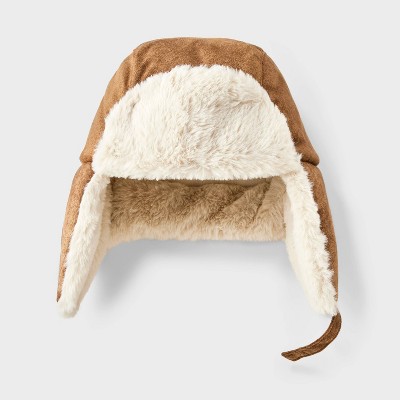 Image of Baby Boys' Suede Faux Fur Trapper Hats - Cat & Jack™ Brown 12-24M