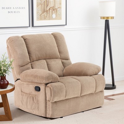 MAYEERTY Caml Oversized Rocking Recliner Chair for Adults, Perfect for Living Room