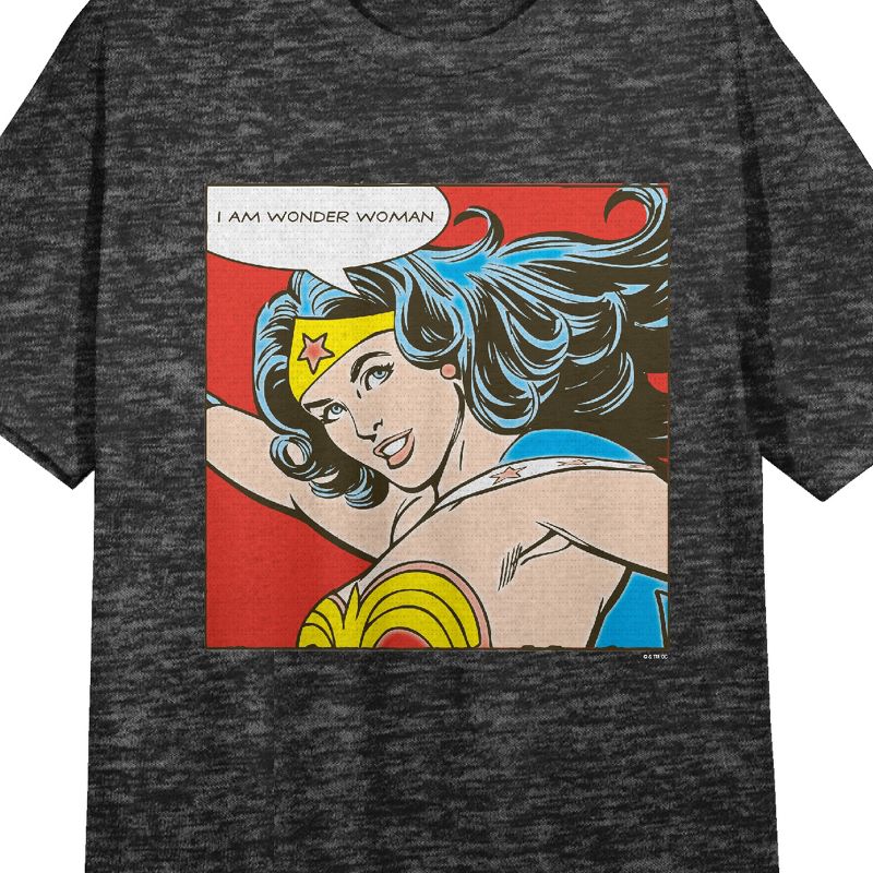 Wonder Woman "I Am Wonder Woman" Women's Black Heather Short Sleeve Sleep Shirt, 2 of 3