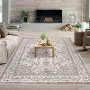 Acekool Washable Area Rug, Vintage Boho Floral, Non-Slip Low Pile Carpet for Living Room, Bedroom, Nursery, Playroom, Dining Room - 2 of 4
