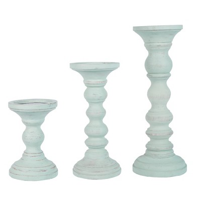 Mela Artisans Willow Set of 3 Opal Blue Candleholders