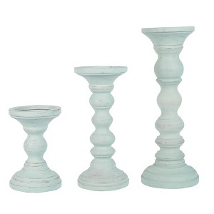 Mela Artisans Willow Set of 3 Opal Blue Candleholders - 1 of 4