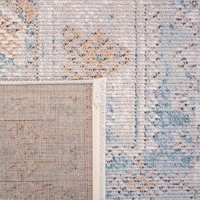 Shivan Blue and Gold Hand-knotted Abstract Runner Rug