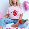 Coquette Strawberry Hearts Watercolor - Women's Short Sleeve Graphic T-Shirt - 3 of 4