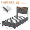 Twin Size Bed Frame with Built-in USB Charging Station & 2 Storage Drawers,Linen Upholstered Platform,No Box Spring Needed, Easy Assembly, - 2 of 4