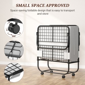 Aheaplus Folding Bed with Mattress, Rollaway Bed with Metal Frame - 1 of 4