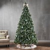 Pvc 9 Ft. Brilste Mixed Hinged Tree With Snowflakes And Glitter And 114 Frosted Pine Cones, Diameter: 61 - 3 of 4