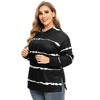 WhizMax Women Plus Size Striped Color Block hoodie Drawstring Long Sleeve Hooded Pullover Sweatshirt - 4 of 4