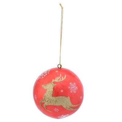 Beachcombers Capiz Ornament with Gold Reindeer