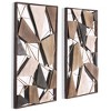 HomeRoots Set of Two Brown and Gold Geometric Wood and Metal Hanging Dimensional Sculptures - 3 of 4