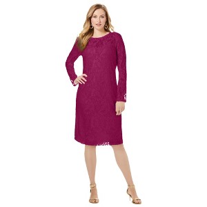 Jessica London Women's Plus Size Stretch Lace Shift Dress - 1 of 4