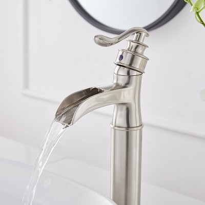 Brushed Nickel Single Handle Waterfall Vessel Sink Faucet