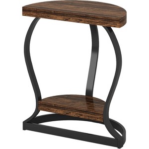 Tribesigns Half-Moon Accent Table, 2-Tier Semi Circle Sofa Side Table - 1 of 4