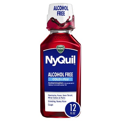 Vicks NyQuil Cold & Flu Liquid, Berry Flavor, Nighttime Relief, 12 fl oz