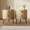 Round End Table with Drawer, Modern Nightstand with Storage Shelf, Wooden Accent Side Table with Metal Legs for Living Room or Bedroom - 3 of 4