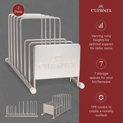 Satin Nickel 7-Tier Kitchen Lid and Dish Organizer Rack