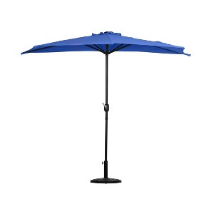 Westintrends 9Ft Half Round Umbrella with Half Resin Base Included for Outdoor Patio Window Shade Wall Balcony - 1 of 3