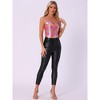 Allegra K Women's Metallic Shiny Party Deep V Neck Spaghetti Straps Cami Tops - 2 of 4