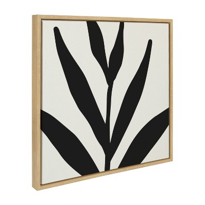 Modern Botanical Black and White Framed Canvas Art, 22x22