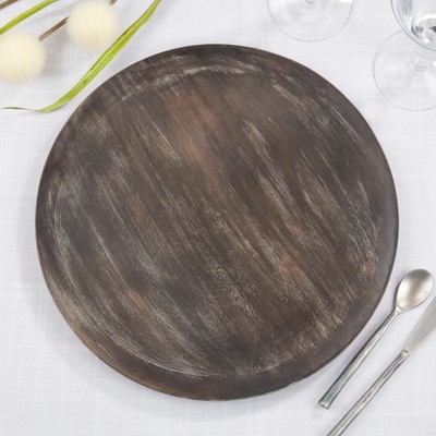 Rustic Black Mango Wood 14" Charger Set