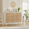 47.2" Fluted Wood Double Dresser with Metal Handles - Curved Design Wide Storage Organizer Cabinet for Bedroom, Living Room, Entryway - 2 of 4