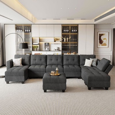 Belffin Modular Weave Sofa with Storage Seat and Ottoman (8 Seats + 8 Sides)