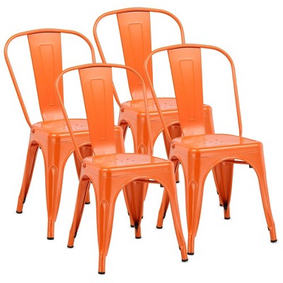 COMHOMA Metal Dining Chair Set of 4, Industrial Modern Bistro Stackable Chairs Indoor Outdoor