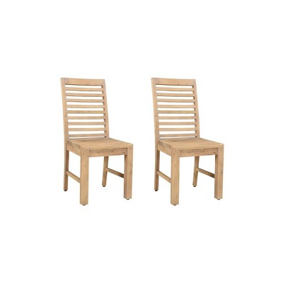 Taran Designs,Reed Ladder Solid Wood Dining Chairs (Set of 2)