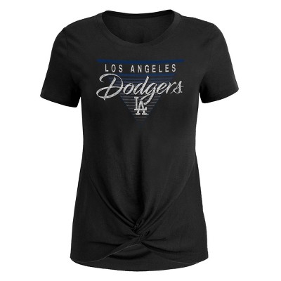 MLB Los Angeles Dodgers Women's Poly Rayon Front-Twist T-Shirt - XS