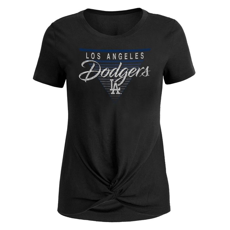 MLB Los Angeles Dodgers Women&#39;s Poly Rayon Front-Twist T-Shirt, 1 of 3