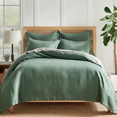 Forest Green Linen Standard Sham with Pre-Washed Finish