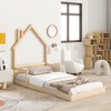 Nicbex Twin Toddler Floor Bed with House-Shaped Headboard,Montessori Floor Bed with Handrails,Sturdy Wood Playhouse Montessori Bed for Kids - 3 of 4
