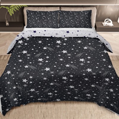 Boersma 3 Piece Sparkle Black Meteor Shower Printed Duvet Cover Set Twin Size for Home Bedroom Decor