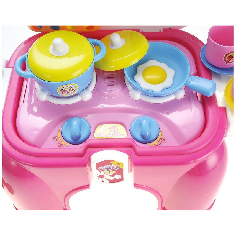 Insten 21 Piece Portable Kids Kitchen Cooking Set Toy With Lights And Sounds, Folds Into Stepstool, 13 x 8 in, 4 of 8